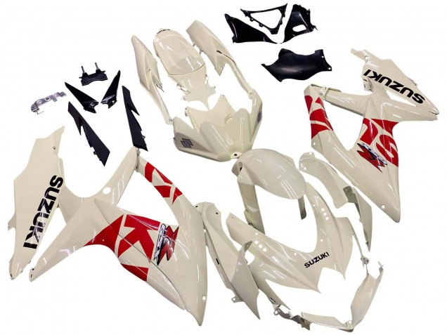 Carenagens Moto Suzuki GSXR 600 / GSXR 750 2008-2010 - Creme Branco Vermelho Preto