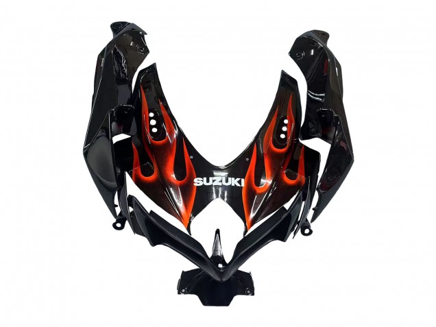 Carenagens Moto Suzuki GSXR 600 / GSXR 750 2008-2010 - Preto Brilhante Laranja Chama