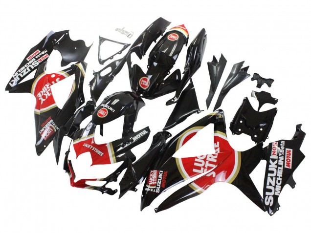 Carenagens Moto Suzuki GSXR 600 / GSXR 750 2008-2010 - Preto Brilhante Vermelho Branco Motul Lucky Strike