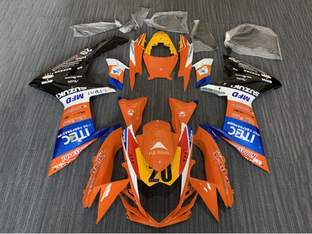 Carenagens Moto Suzuki GSXR 600 / GSXR 750 2008-2010 - Laranja Azul Branco Preto ITEC