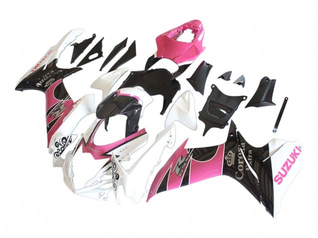 Carenagens Moto Suzuki GSXR 600 / GSXR 750 2011-2024 - Branco Rosa Preto Corona