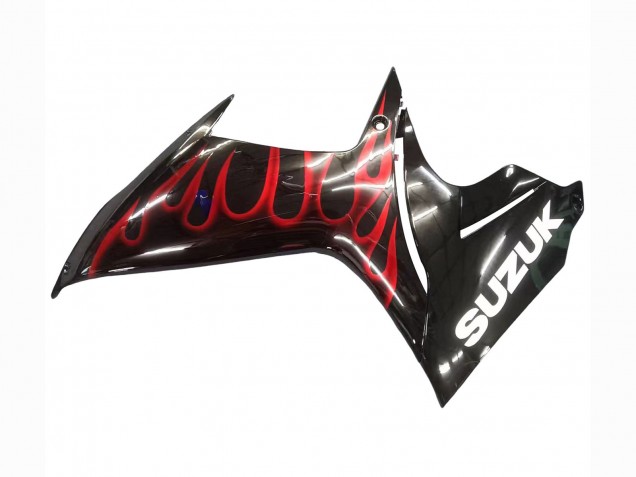 Carenagens Moto Suzuki GSXR 600 / GSXR 750 2011-2024 - Preto Brilhante Vermelho Chama