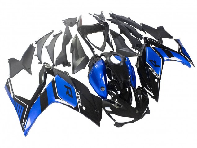 Carenagem Moto Yamaha YZF R3/R25 2015-2018 - Azul Preto Brilhante
