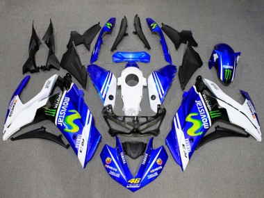 Carenagens Moto Yamaha YZF R3/R25 2015-2018 - Branco Azul Verde MoviStar Monstro