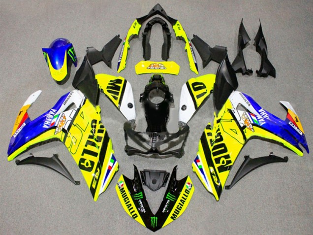 Carenagens Moto Yamaha YZF R3/R25 2015-2018 - Amarelo Azul Preto Monstro