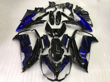 Carenagens Moto Kawasaki EX650 2012-2016 - Preto Brilhante Azul Chama