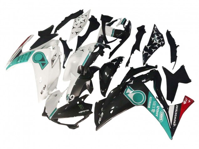 Carenagens Moto Yamaha YZF R3/R25 2015-2018 - Branco Verde Preto Brilhante