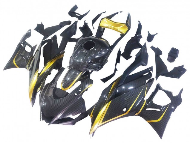 Carenagens Moto Yamaha YZF R3/R25 2019-2021 - Ouro Preto Fibra de Carbono