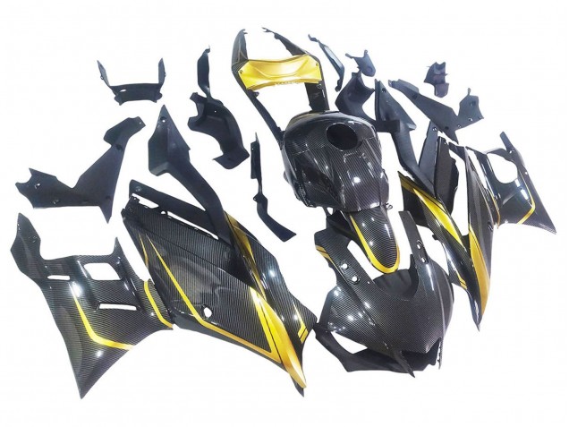 Carenagens Moto Yamaha YZF R3/R25 2019-2021 - Ouro Preto Fibra de Carbono