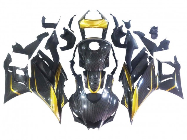 Carenagens Moto Yamaha YZF R3/R25 2019-2021 - Ouro Preto Fibra de Carbono