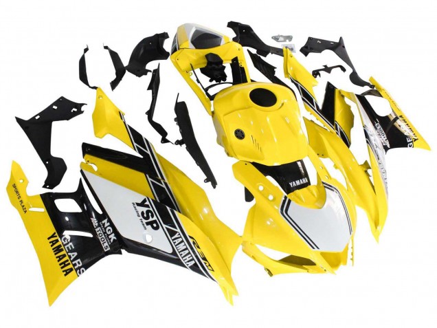 Carenagens Moto Yamaha YZF R3/R25 2019-2021 - Amarelo Branco Preto Listra