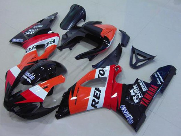 Carenagem Moto Yamaha YZF R1 2000-2001 - Laranja Branco Vermelho Preto Repsol