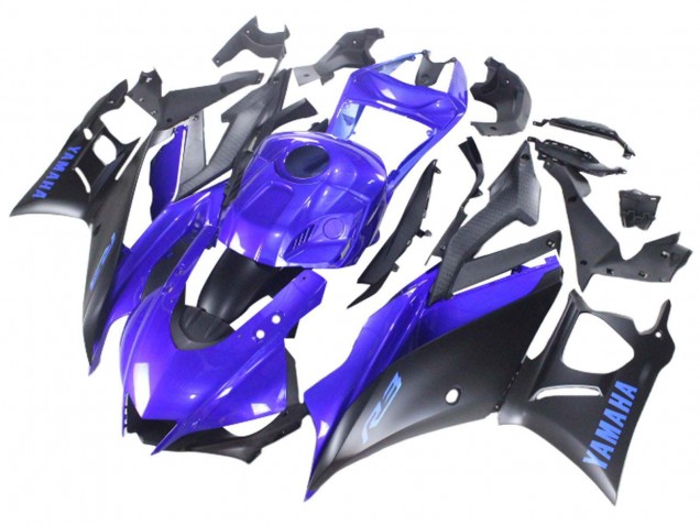 Carenagem Moto Yamaha YZF R3/R25 2022-2024 - Azul Preto Fosco