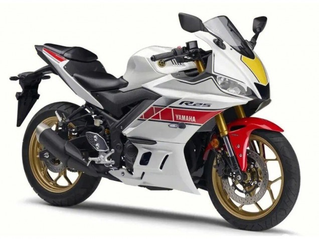 Carenagem Moto Yamaha YZF R3/R25 2022-2024 - Branco Vermelho Preto