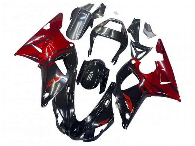 Carenagens Moto Yamaha YZF 1000 R1 1998-1999 - Preto Brilhante Vermelho