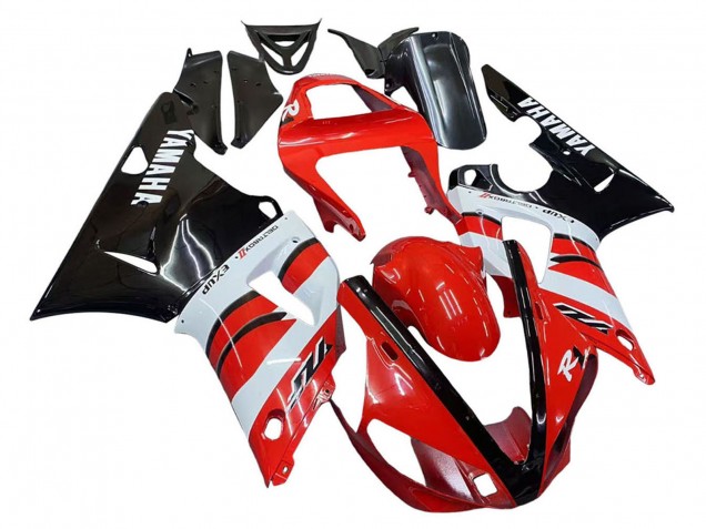 Carenagens Moto Yamaha YZF 1000 R1 2000-2001 - Vermelho Branco Preto Brilhante