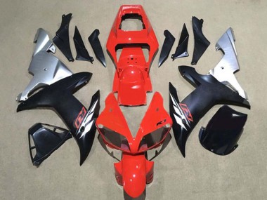 Carenagens Moto Yamaha YZF 1000 R1 2002-2003 - Vermelho Prata Preto Fosco