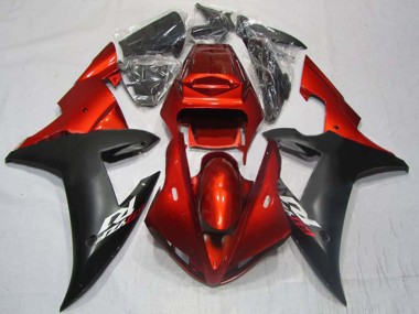 Carenagens Moto Yamaha YZF 1000 R1 2002-2003 - Vermelho Preto Fosco