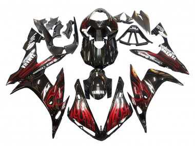 Carenagens Moto Yamaha YZF 1000 R1 2004-2006 - Preto Brilhante Vermelho Chama