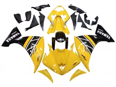 Kits Carenagem Moto Yamaha YZF 1000 R1 2009-2011 - Amarelo Branco Preto Listra