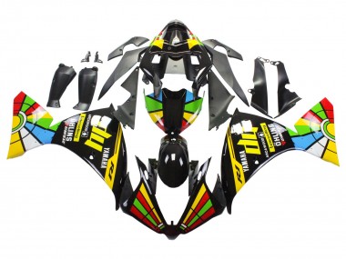 Carenagens Moto Yamaha YZF 1000 R1 2012-2014 - Preto Brilhante Amarelo Verde Azul Vermelho Roda das Cores