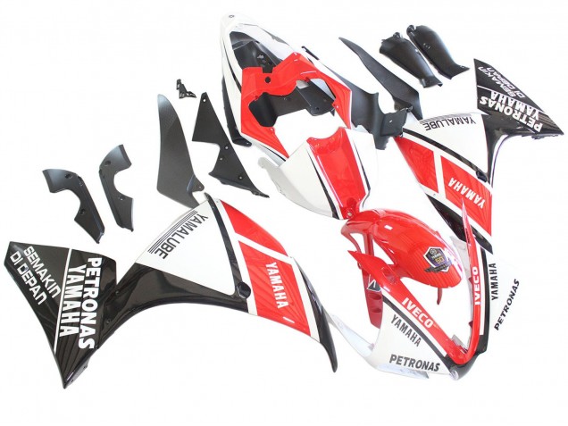 Carenagens Moto Yamaha YZF 1000 R1 2012-2014 - Branco Vermelho Preto Brilhante Petronas