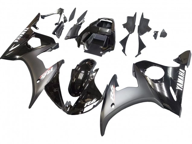 Carenagens Moto Yamaha YZF R6S 2006-2009 - Preto Brilhante Preto Fosco Branco Decalques