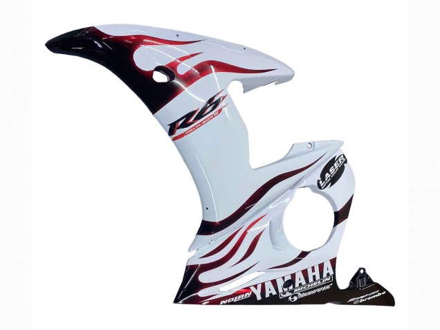 Carenagens Moto Yamaha YZF R6S 2006-2009 - Branco Dark Preto Chama