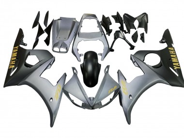 Carenagens Moto Yamaha YZF R6S 2006-2009 - Cinzento Fosco Preto Fosco Ouro Decalques