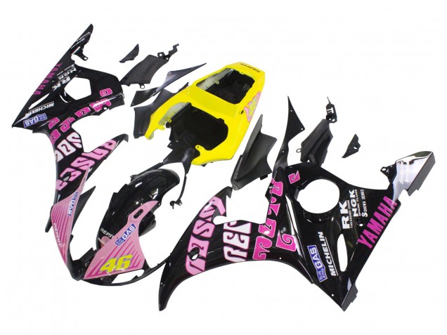 Carenagens Moto Yamaha YZF R6S 2006-2009 - Amarelo Rosa Preto Brilhante Rossi Repsol 46