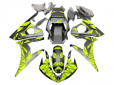 Carenagens Moto Yamaha YZF R6S 2006-2009 - Verde Néon Preto Fosco Geometric