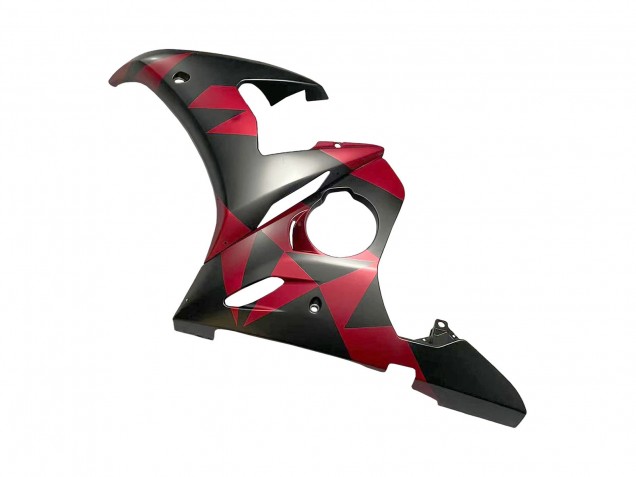 Carenagens Moto Yamaha YZF 600 R6 2005 - Preto Fosco Vermelho Geometric