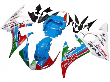 Carenagens Moto Yamaha YZF 600 R6 2005 - Azul Claro Branco Verde Vermelho Kastinee Dunlop Motul