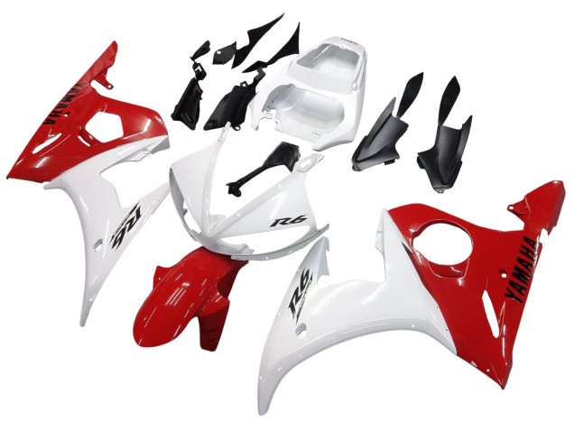 Carenagens Moto Yamaha YZF 600 R6 2005 - Branco Vermelho