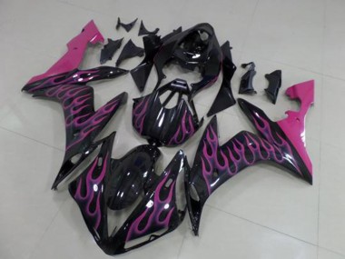 Carenagens Moto Yamaha YZF R1 2004-2006 - Preto Brilhante Rosa Chama