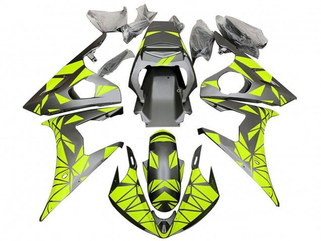 Carenagens Moto Yamaha YZF 600 R6 2005 - Preto Fosco Verde Néon