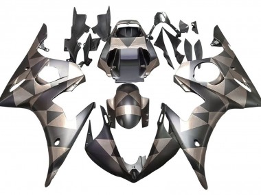 Carenagens Moto Yamaha YZF 600 R6 2005 - Preto Fosco Cinzento Geometric