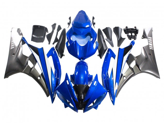 Carenagens Moto Yamaha YZF 600 R6 2006-2007 - Azul Branco Preto Brilhante