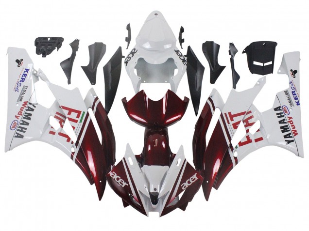 Carenagens Moto Yamaha YZF 600 R6 2006-2007 - Branco Vermelho Castanho Fiat Acer Yamalube
