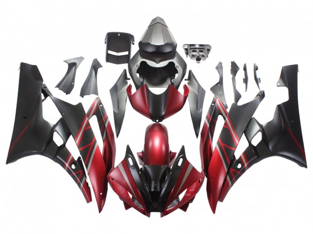 Carenagens Moto Yamaha YZF 600 R6 2006-2007 - Vermelho Preto Fosco