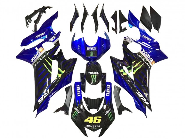 Carenagens Moto Yamaha YZF 600 R6 2017-2023 - Azul Preto Brilhante Verde Monstro ENEOS Yamalube