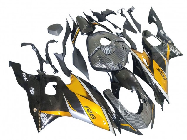 Carenagens Moto Yamaha YZF 600 R6 2017-2025 - Ouro Preto Fibra de Carbono