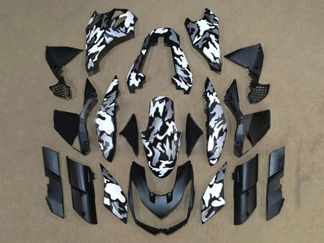Carenagens Moto Kawasaki Z1000 2010-2013 - Preto Branco Camouflage