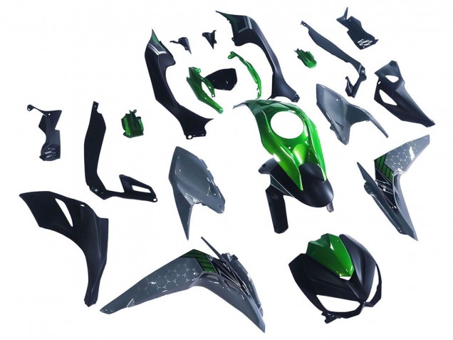 Carenagens Moto Kawasaki Z1000 2014-2019 - Preto Verde Cinzento