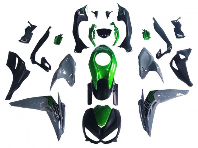 Carenagens Moto Kawasaki Z1000 2014-2019 - Preto Verde Cinzento