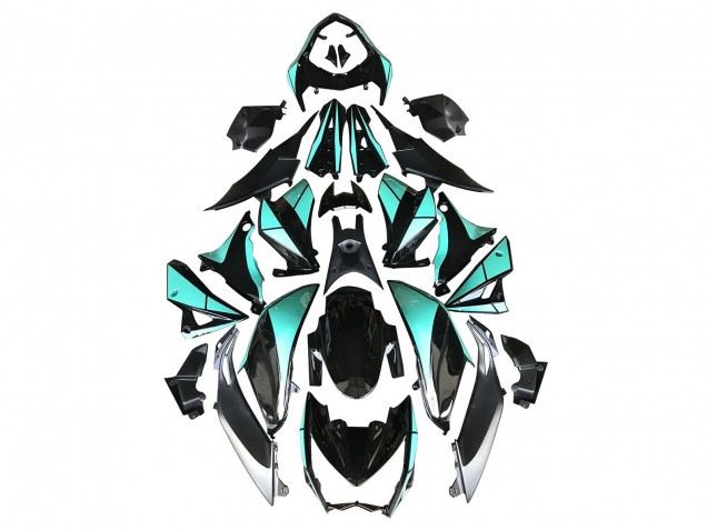 Carenagens Moto Kawasaki Z1000 2014-2019 - Azul Claro Preto Brilhante Prata