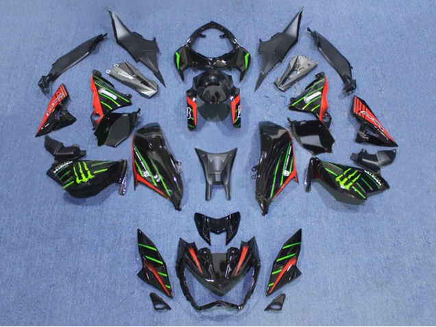 Carenagens Moto Kawasaki Z800 2013-2018 - Preto Vermelho Verde