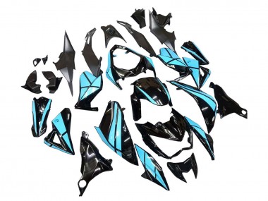 Carenagens Moto Kawasaki Z800 2013-2018 - Azul Claro Preto Brilhante
