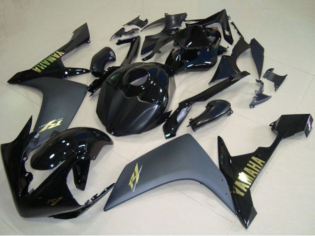 Carenagens Moto Yamaha YZF R1 2007-2008 - Preto Brilhante Preto Fosco Ouro