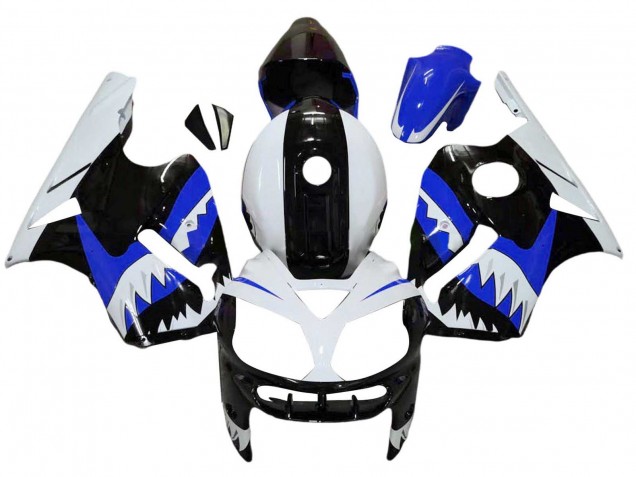 Carenagens Moto Kawasaki ZX12R 2002-2006 - Branco Azul Preto Tubarão